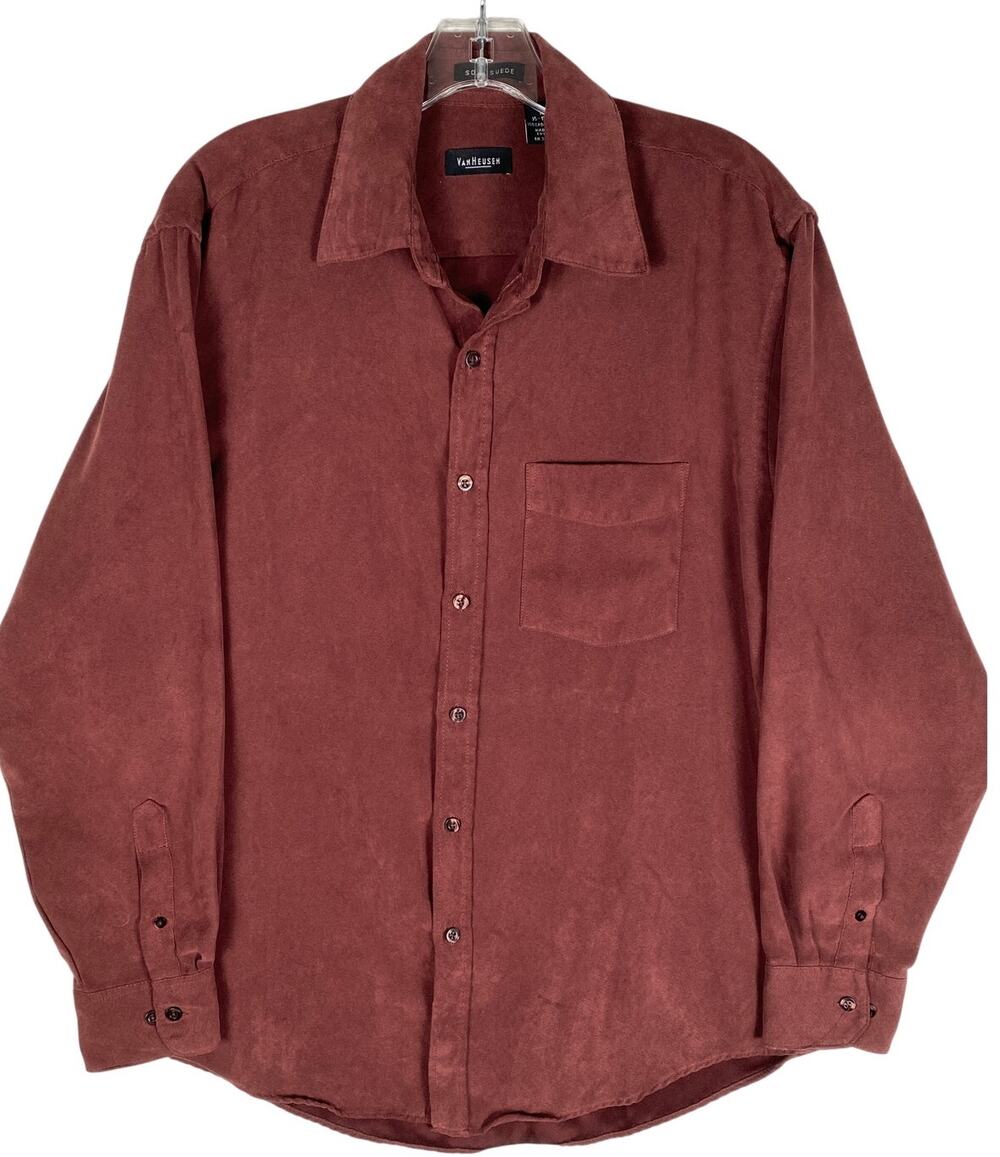 Van Heusen Soft Suede Button Up Shirt Mens M Grandpacore Retro Rustic Heritage